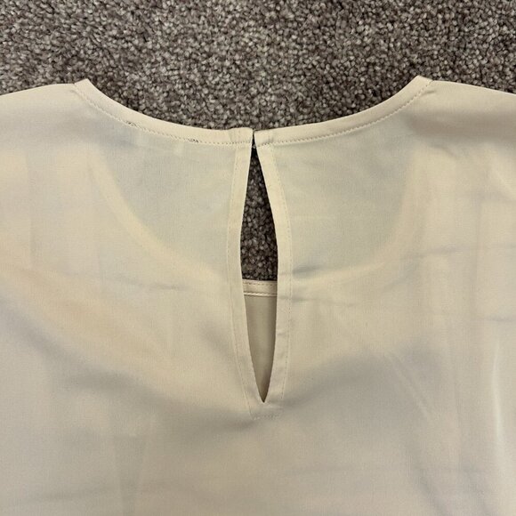 Express Womens Satin Long Sleeve Pleated Gramercy Tee Sandshell Size XS NWT $54 - Picture 10 of 16